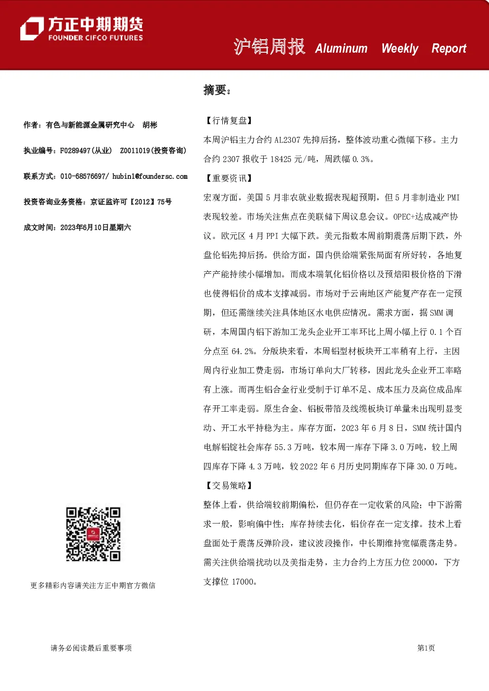 沪铝周报