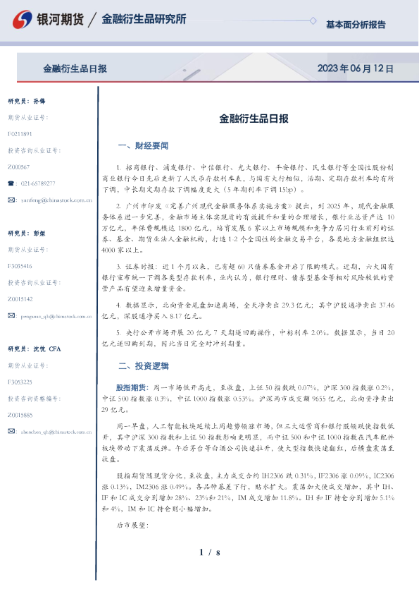 金融衍生品日报