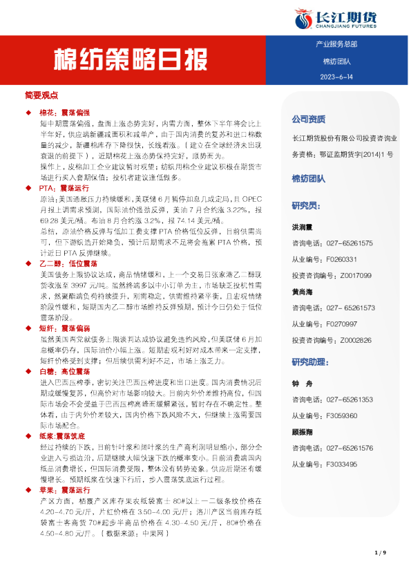 棉纺策略日报