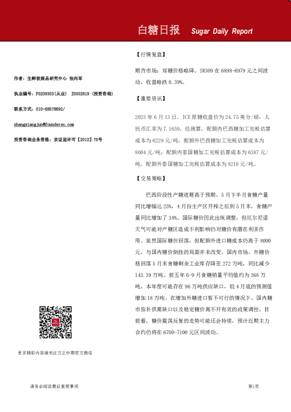 白糖日报