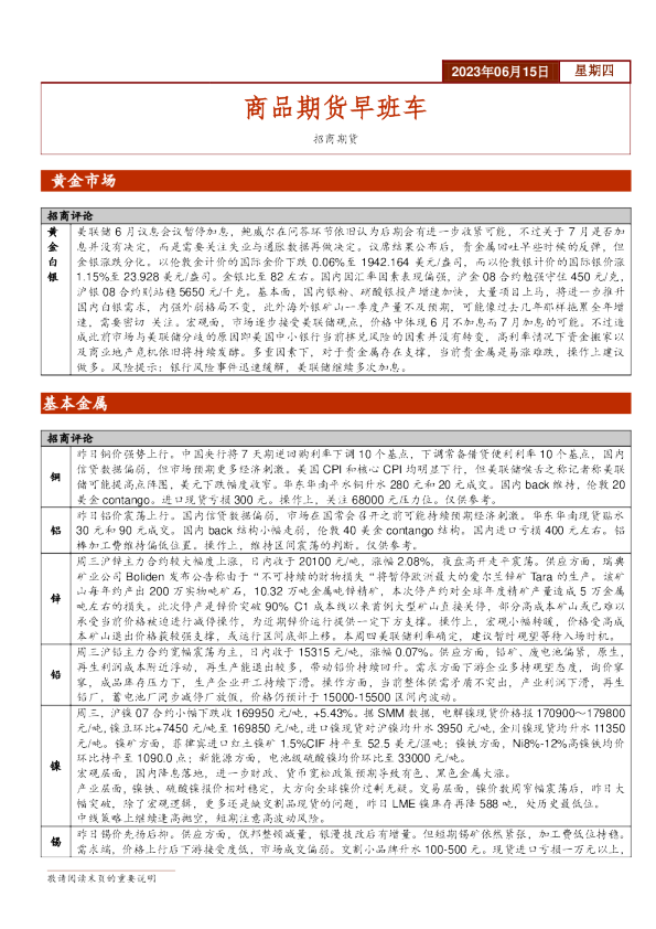 商品期货早班车