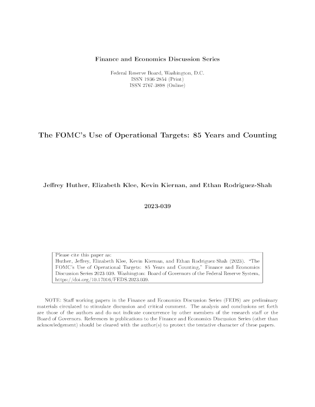 联邦公开市场委员会运作目标的使用：85年和计数