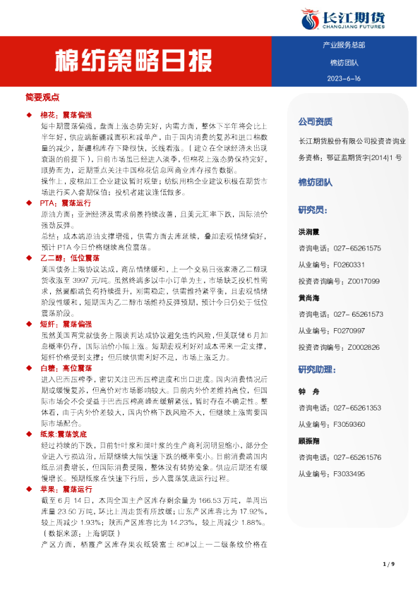 棉纺策略日报