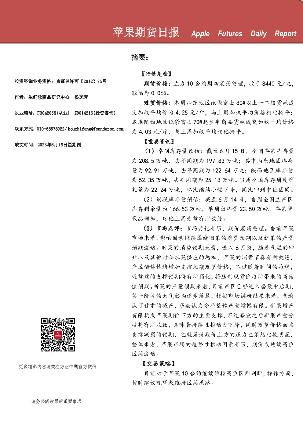 苹果期货日报