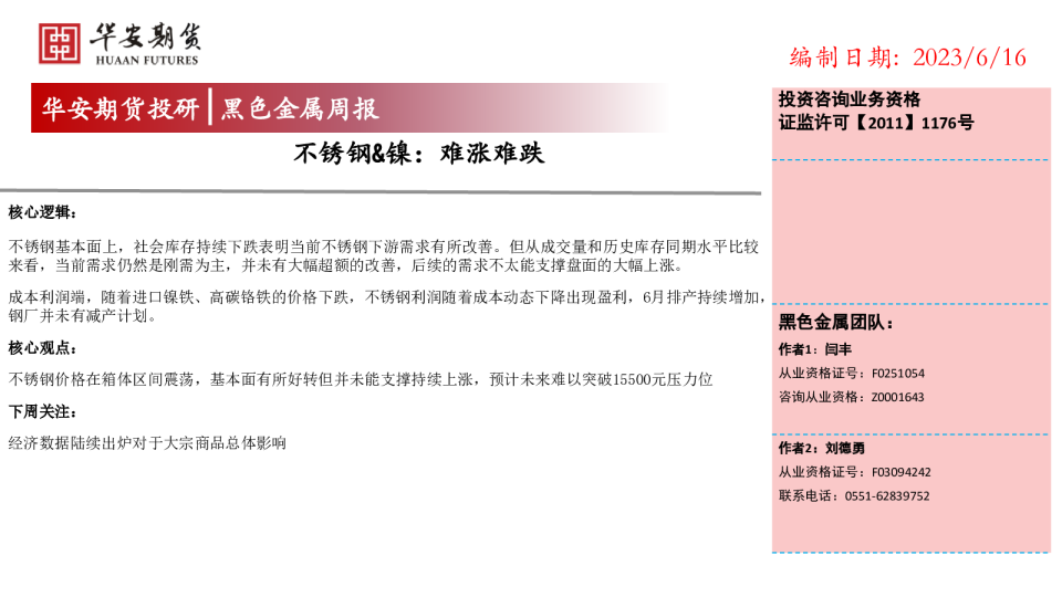 不锈钢、镍：难涨难跌