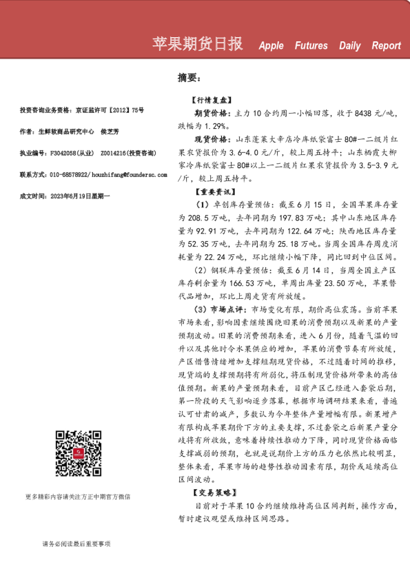 苹果期货日报