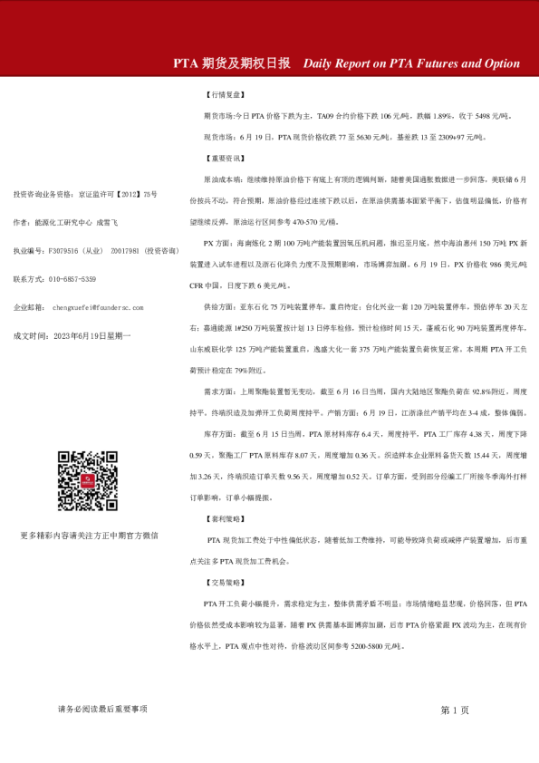 PTA期货及期权日报