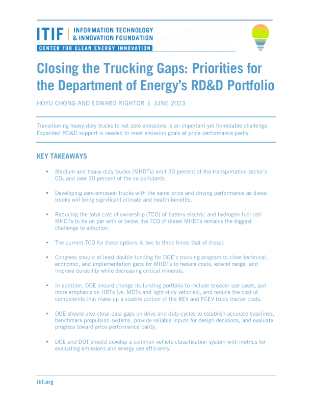 缩小卡车运输差距 ： 能源部研发组合的优先事项