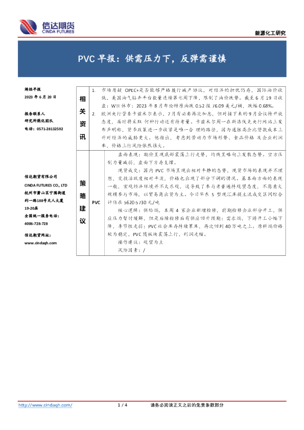 PVC早报：供需压力下，反弹需谨慎