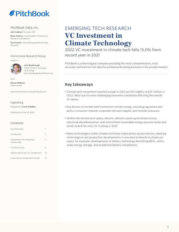 气候技术的风险投资