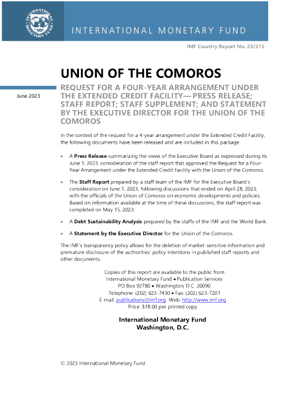 科摩罗联盟 ： 根据扩大信贷机制要求进行为期四年的安排 - 新闻稿 ； 工作人员补充 ； 和科摩罗联盟执行主任的声明