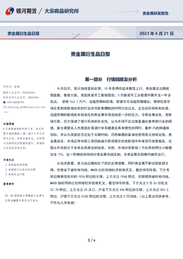 贵金属衍生品日报