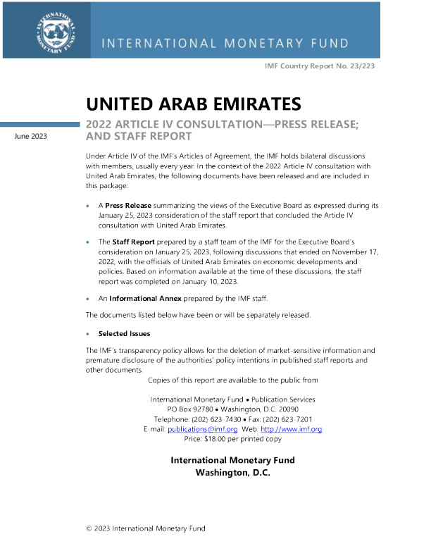阿拉伯联合酋长国 ： 2022 第四条磋商 - 新闻稿和工作人员报告
