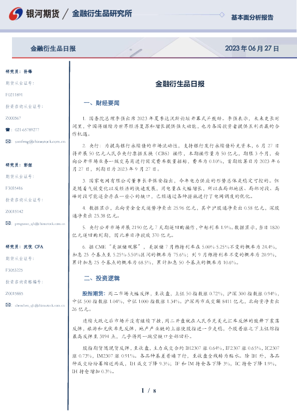 金融衍生品日报