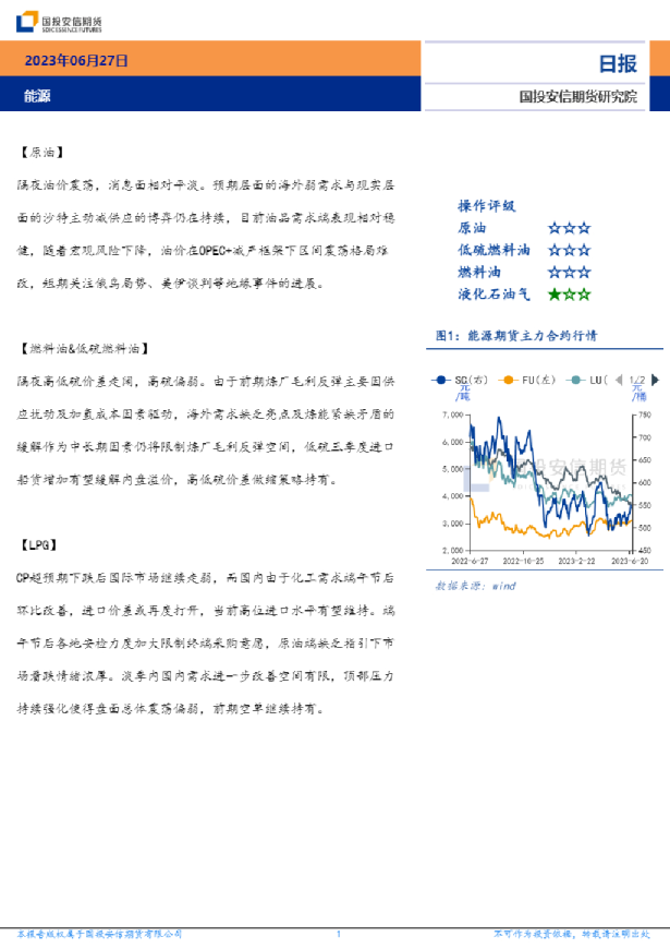 国投安信期货能源日报