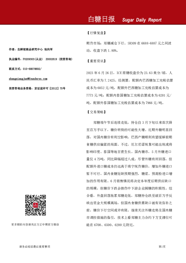 白糖日报