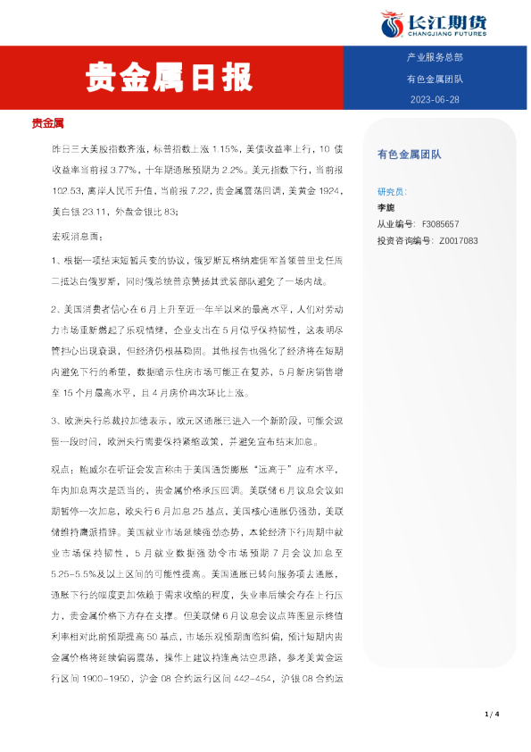 贵金属日报