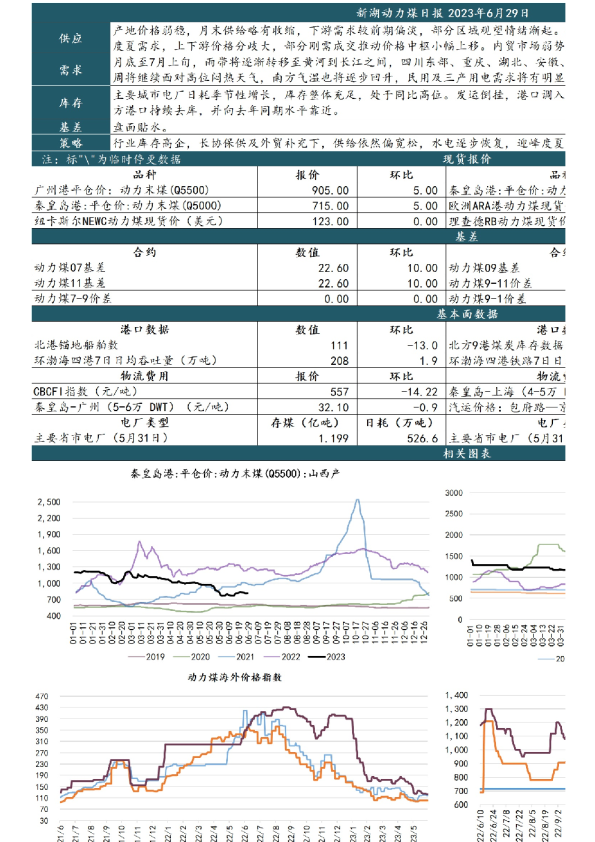 新湖动力煤日报