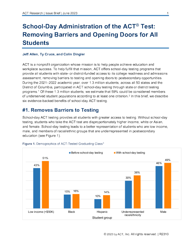 ACT 考试的校日管理 ： 为所有学生消除障碍和开门