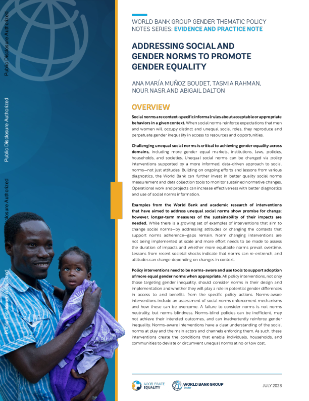 处理社会和性别规范以促进两性平等