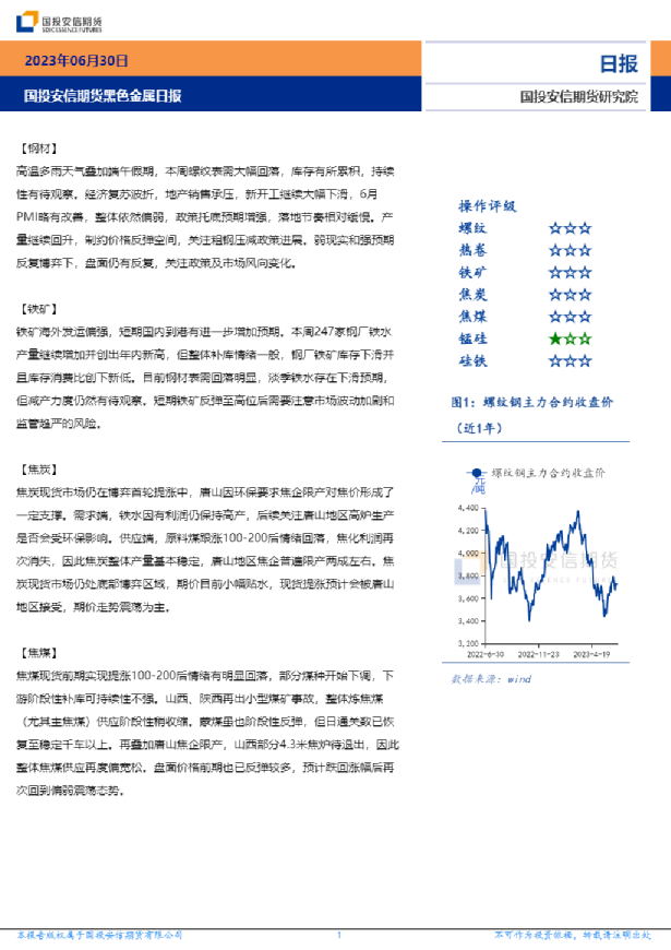 国投安信期货黑色金属日报