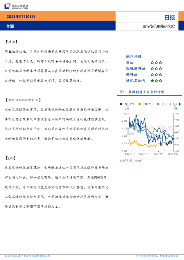 国投安信期货能源日报