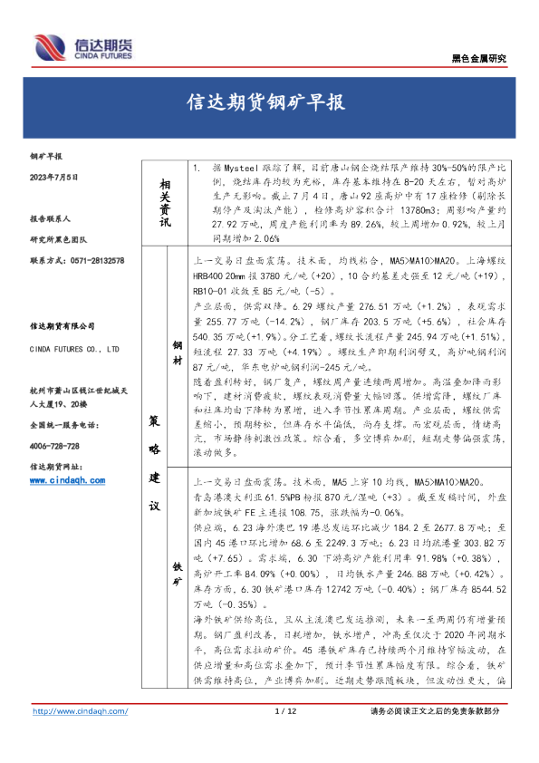 钢矿早报