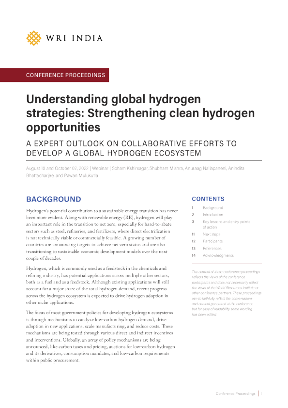 了解全球氢战略 ： 加强清洁氢机会