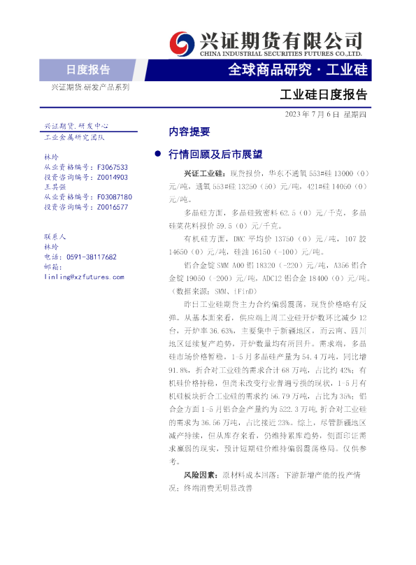 工业硅日度报告