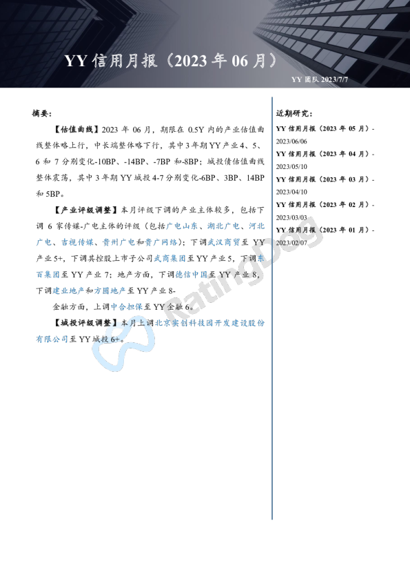YY信用月报（2023年06月）