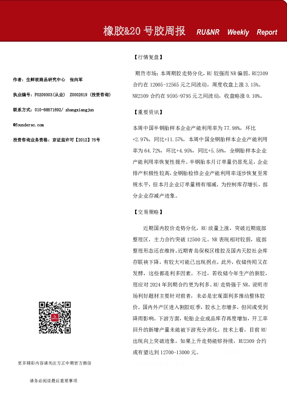 橡胶&20号胶周报
