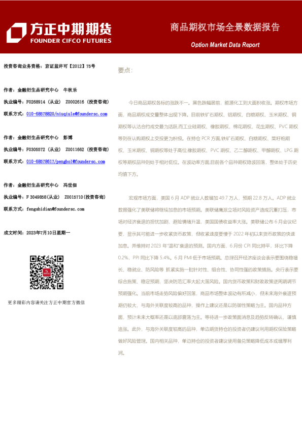 商品期权市场全景数据报告