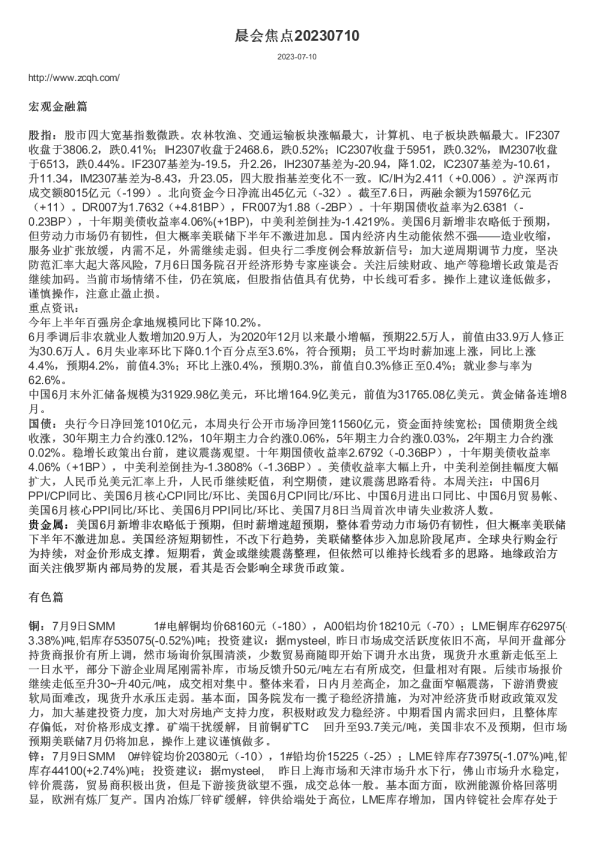 晨会焦点