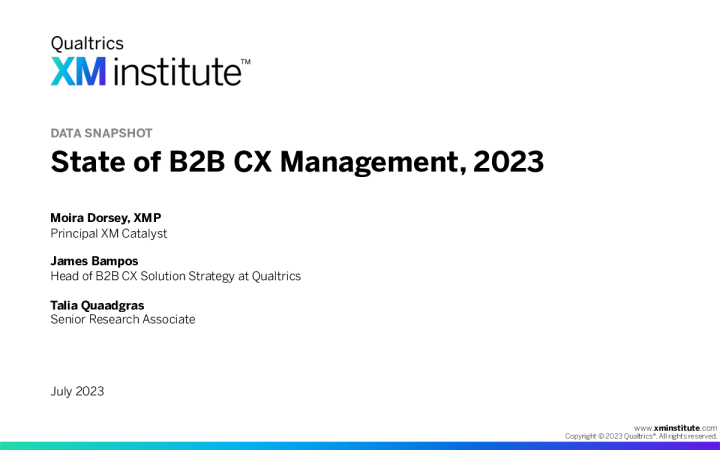 B2B CX 管理状况 ， 2023 年