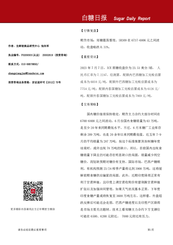 白糖日报
