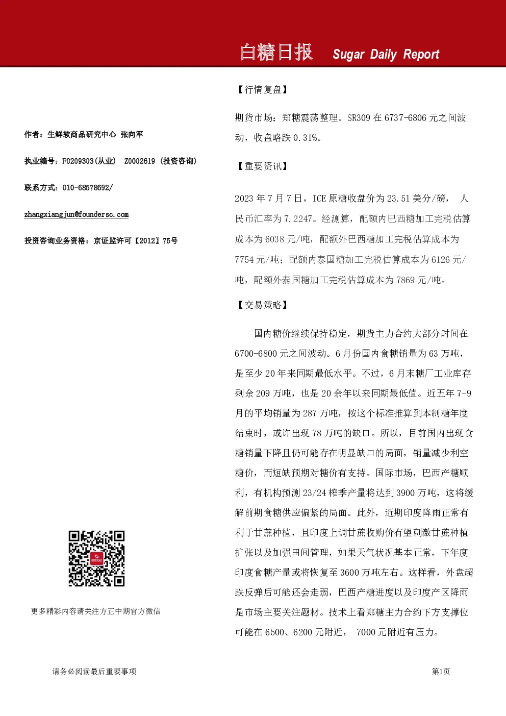 白糖日报