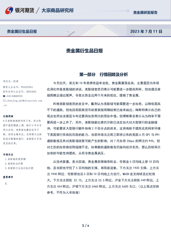 贵金属衍生品日报