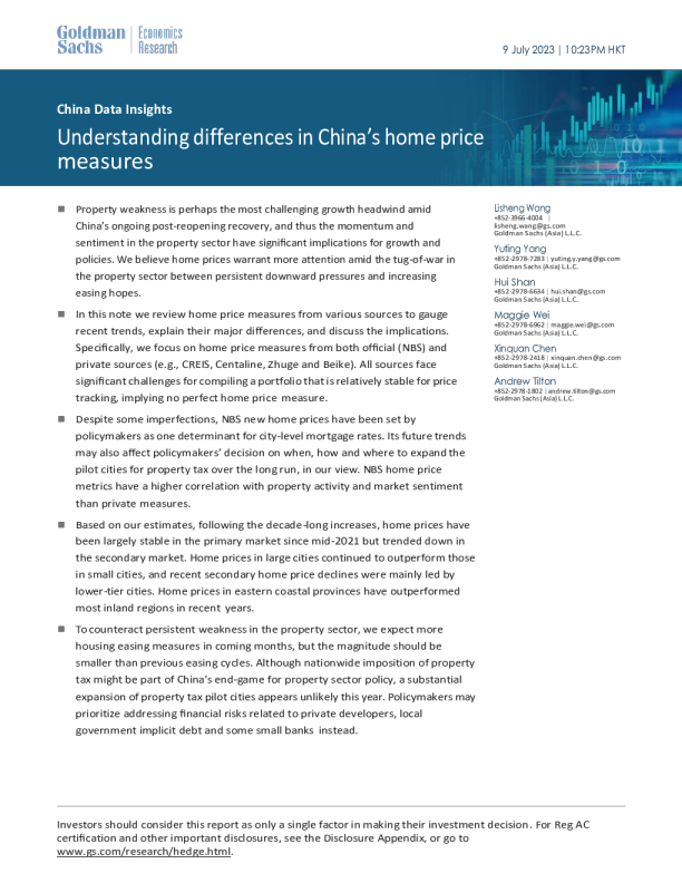 (英）高盛-了解中国房价的差异