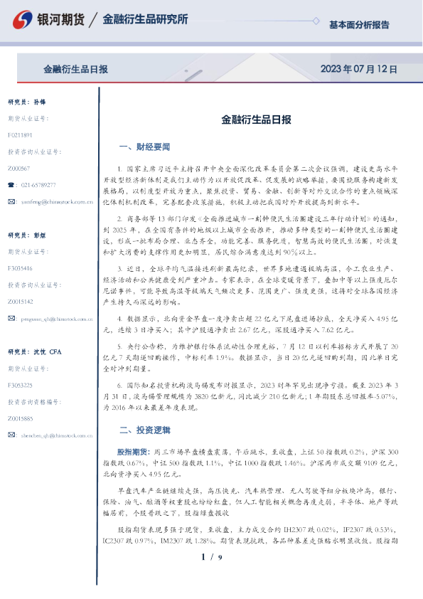 金融衍生品日报