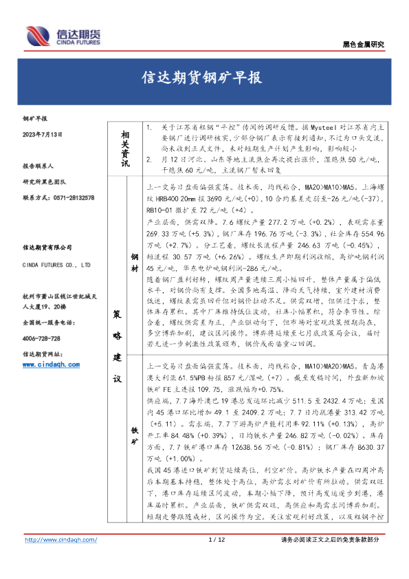 钢矿早报