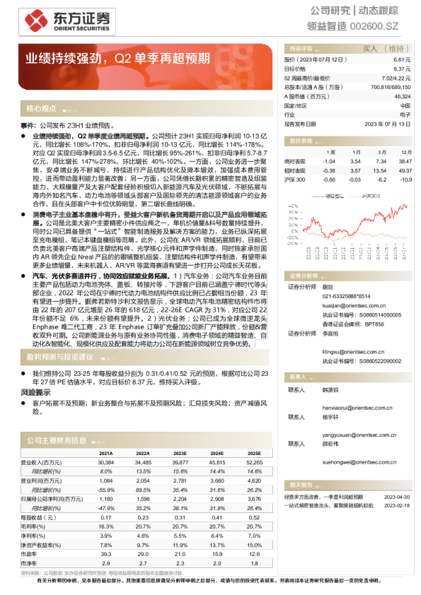 业绩持续强劲，Q2单季再超预期