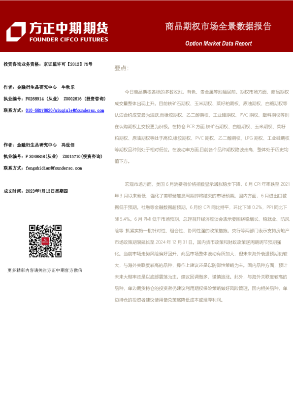 商品期权市场全景数据报告