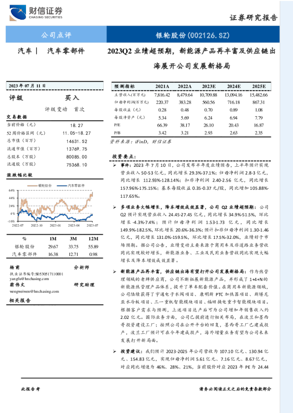 2023Q2业绩超预期，新能源产品再丰富及供应链出海展开公司发展新格局