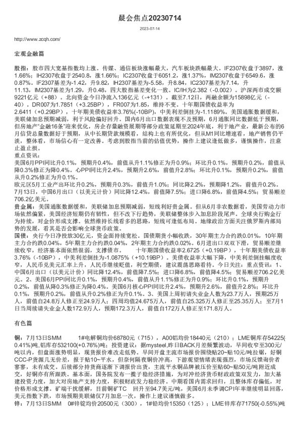 晨会焦点