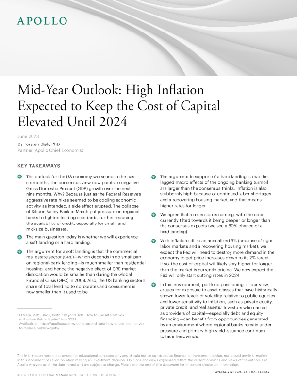 年中展望:通货膨胀将使高资本成本持续到2024年