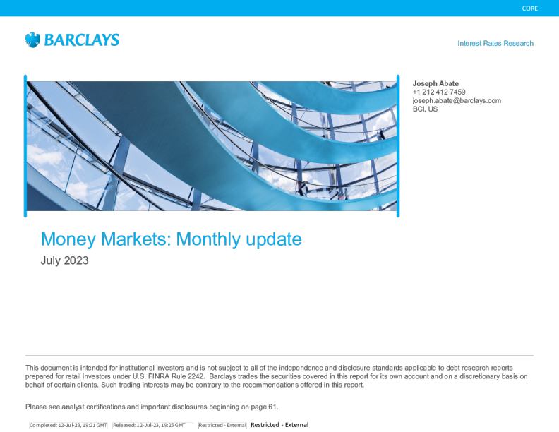 货币市场 ： 每月更新