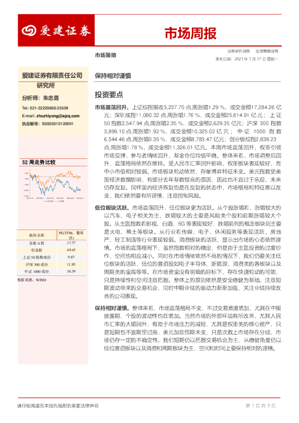 市场周报：保持相对谨慎