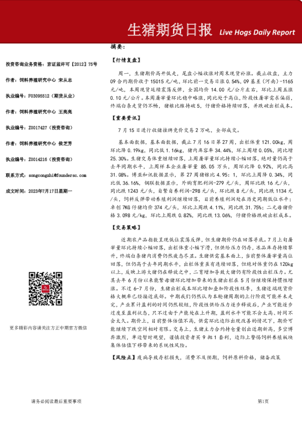 生猪期货日报