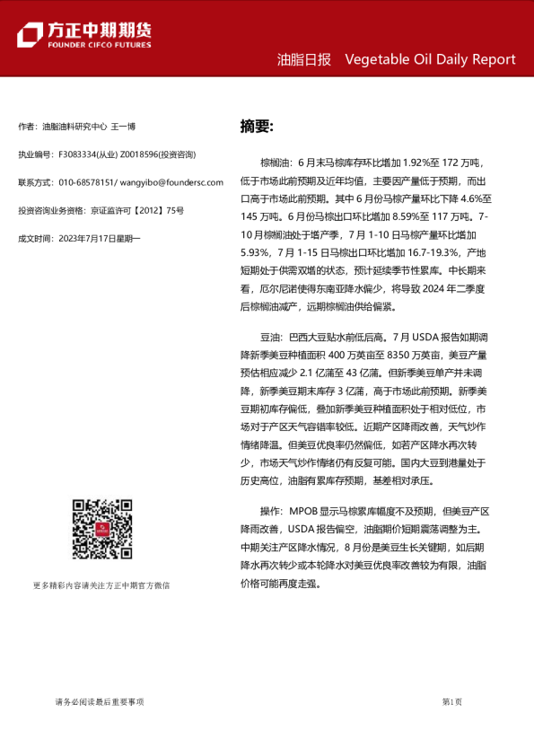 油脂日报