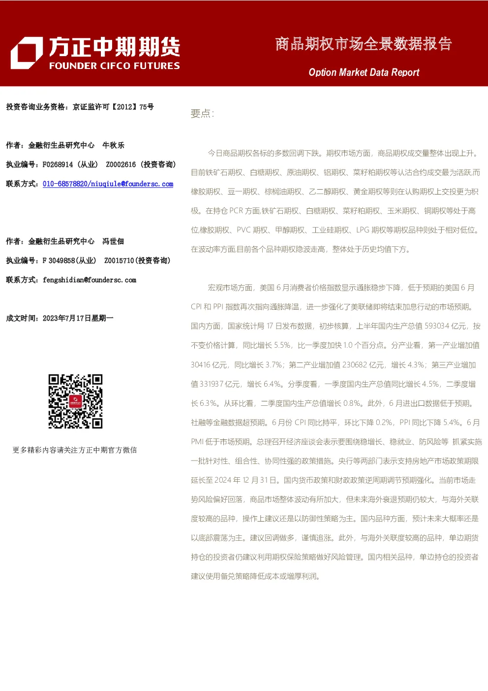 商品期权市场全景数据报告